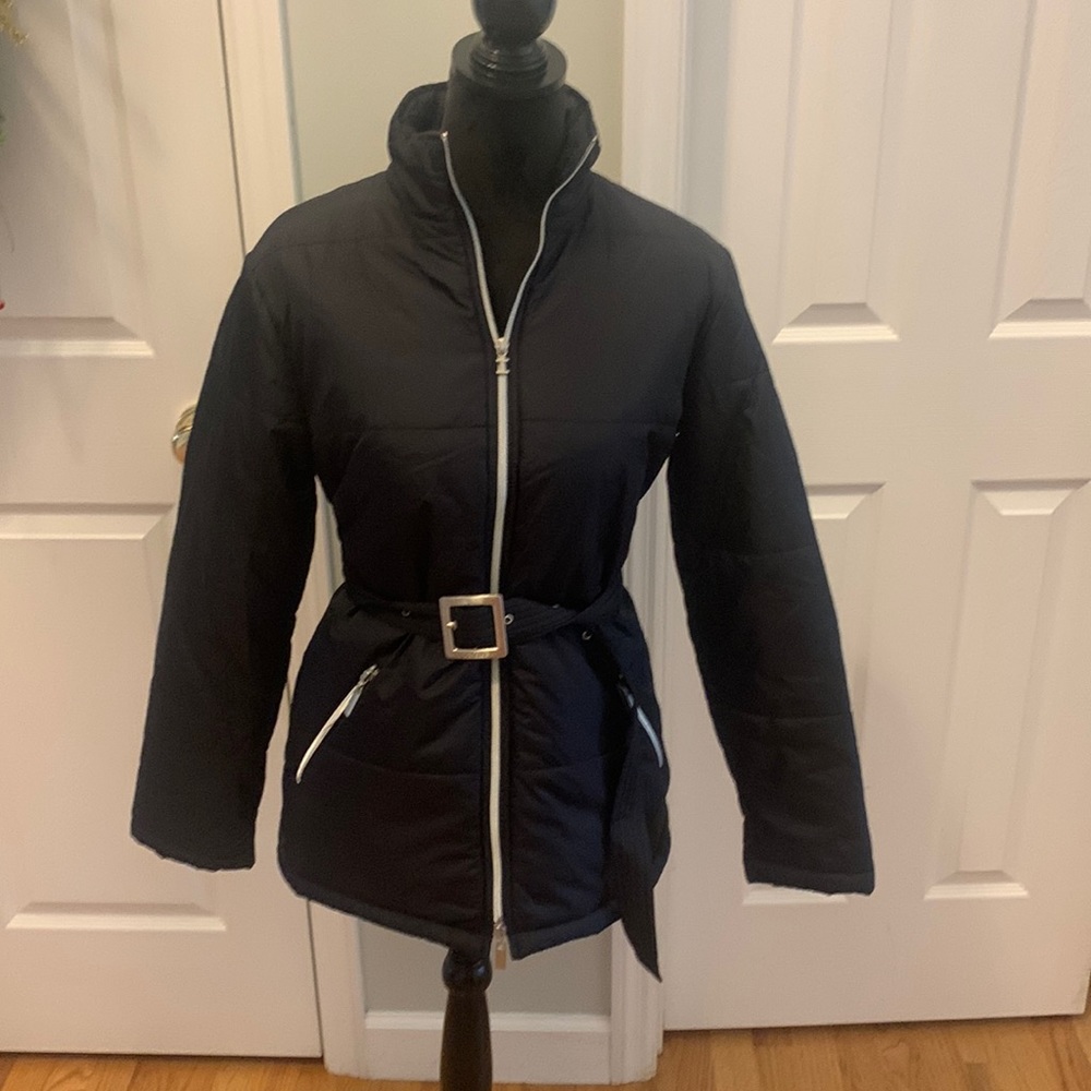 IZOD Black Puffer Belted Jacket- Size M